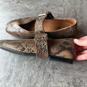 Miz Mooz Black & Tan Snakeskin Flats